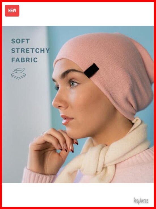 100% Cotton Stretchy Beanie Hat - Slouchy, Non-Slip, Soft Chemo Cap main image 4
